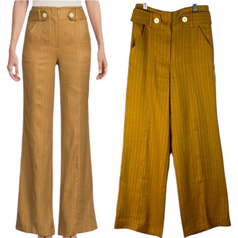 Veronica Beard Sunny Pinstripe Wide Leg Trousers Classic Style Designer